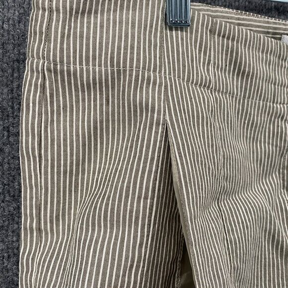 Chicos Pants Womens L Green Striped Linen Blend High Rise Straight Casual Resort - Picture 3 of 9